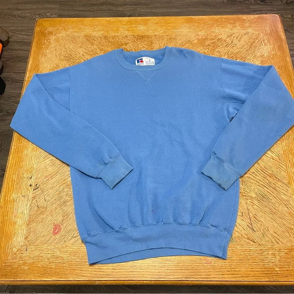 Vintage Russell Athletic Adult Size L Air Force Blue V-Notch Sweatshirt. - Picture 1 of 6